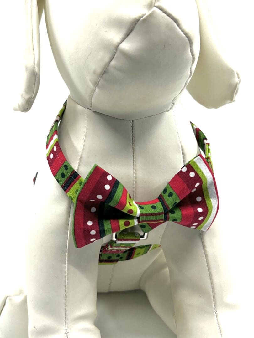 Christmas Stripes And Dots Style Harness Bow Tie