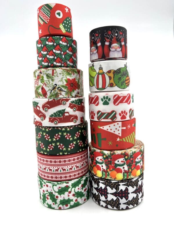 A stack of christmas themed washi tapes.
