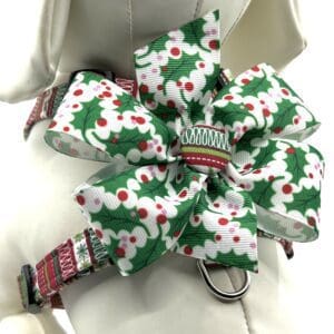 Christmas Stripes And Holly Holly Bow Style Harness