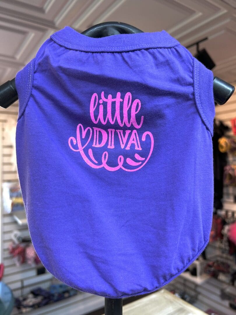 A purple shirt with the words " little diva ".