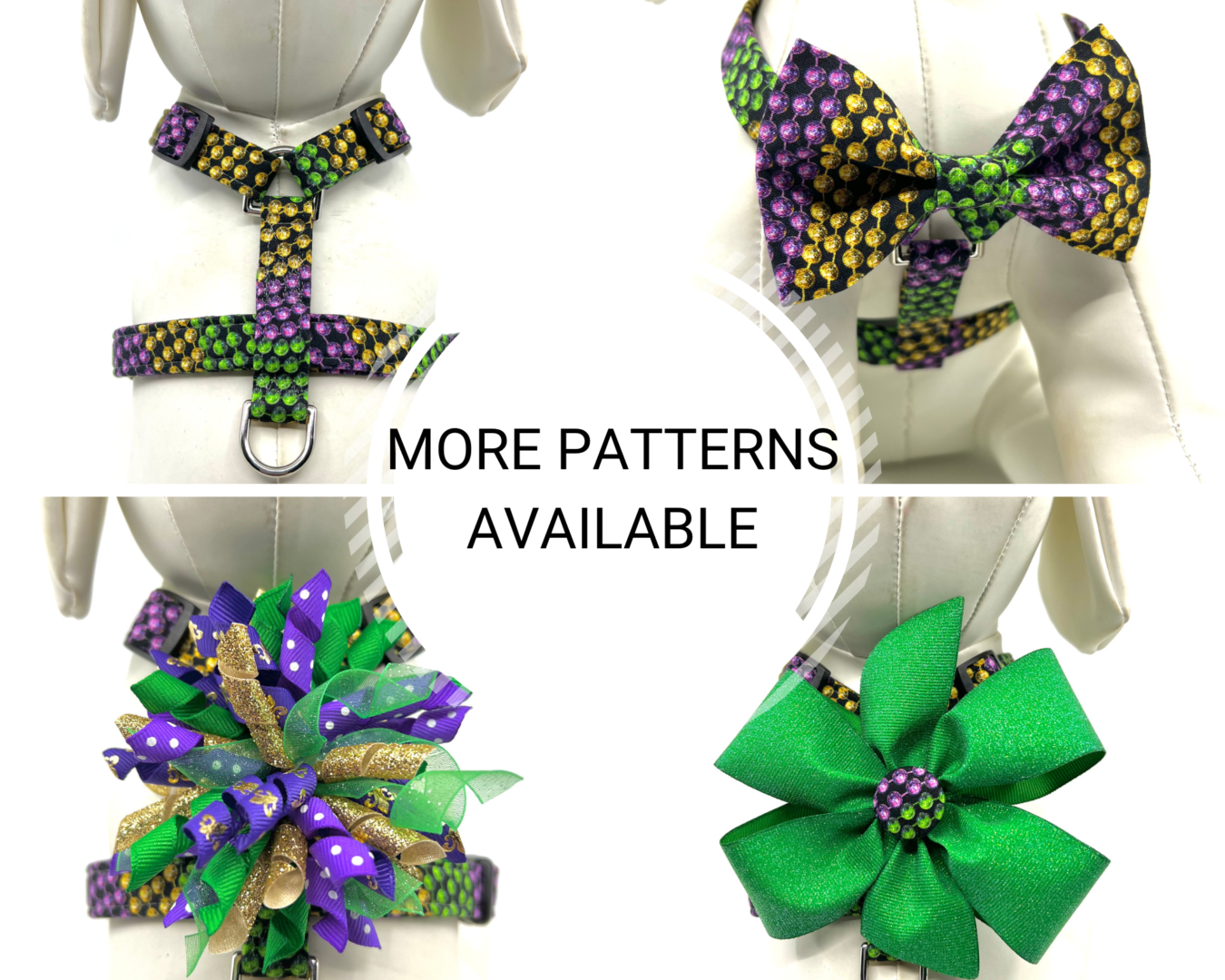 A series of four different patterns for dog collars.