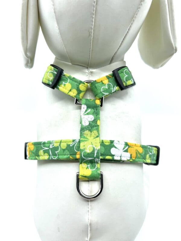 A harness with flowers on it is shown.
