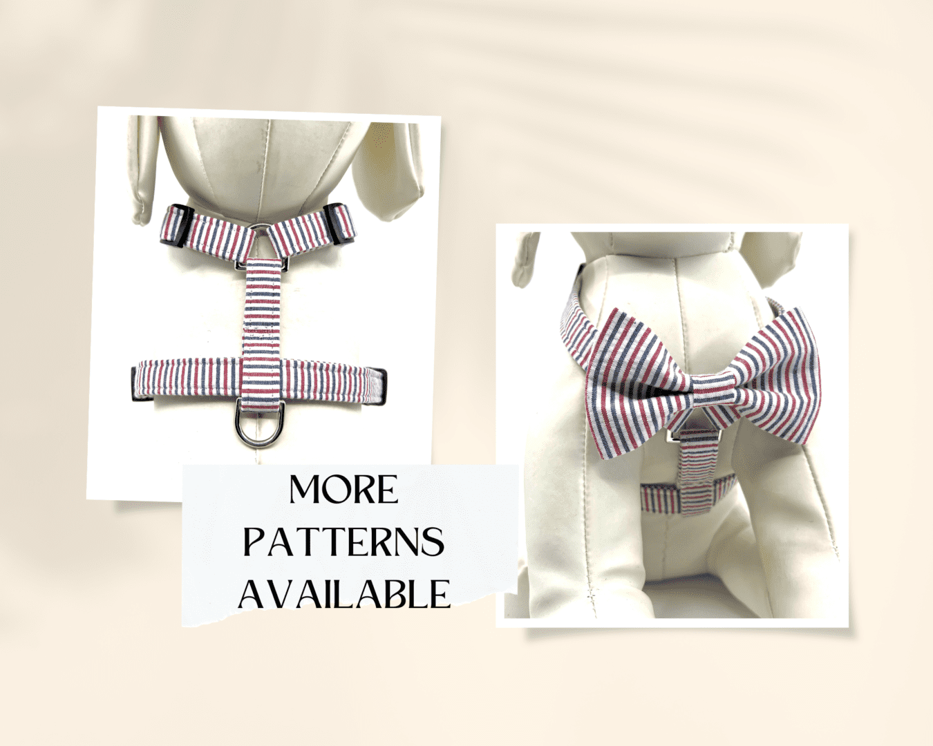 A dog collar and bow tie are available for purchase.