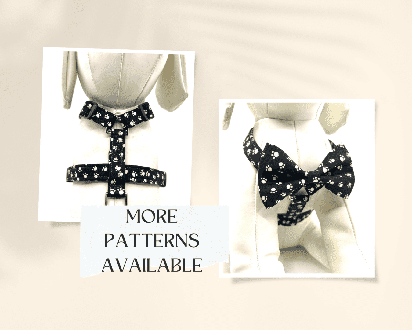 A black and white bow tie with polka dots.