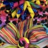 A colorful flower with many colors on it
