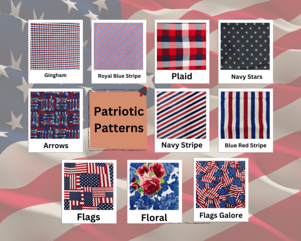 A collection of patriotic patterns with different designs.