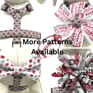 A variety of patterns are available for dog collars and harnesses.