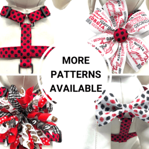 A variety of patterns for dog collars and harnesses.