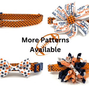 A collection of dog collars and bows.