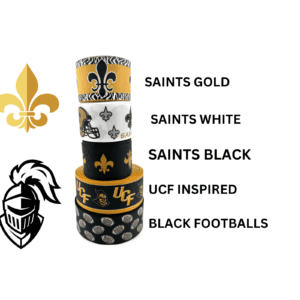 The new orleans saints gold, black, white, and gold.