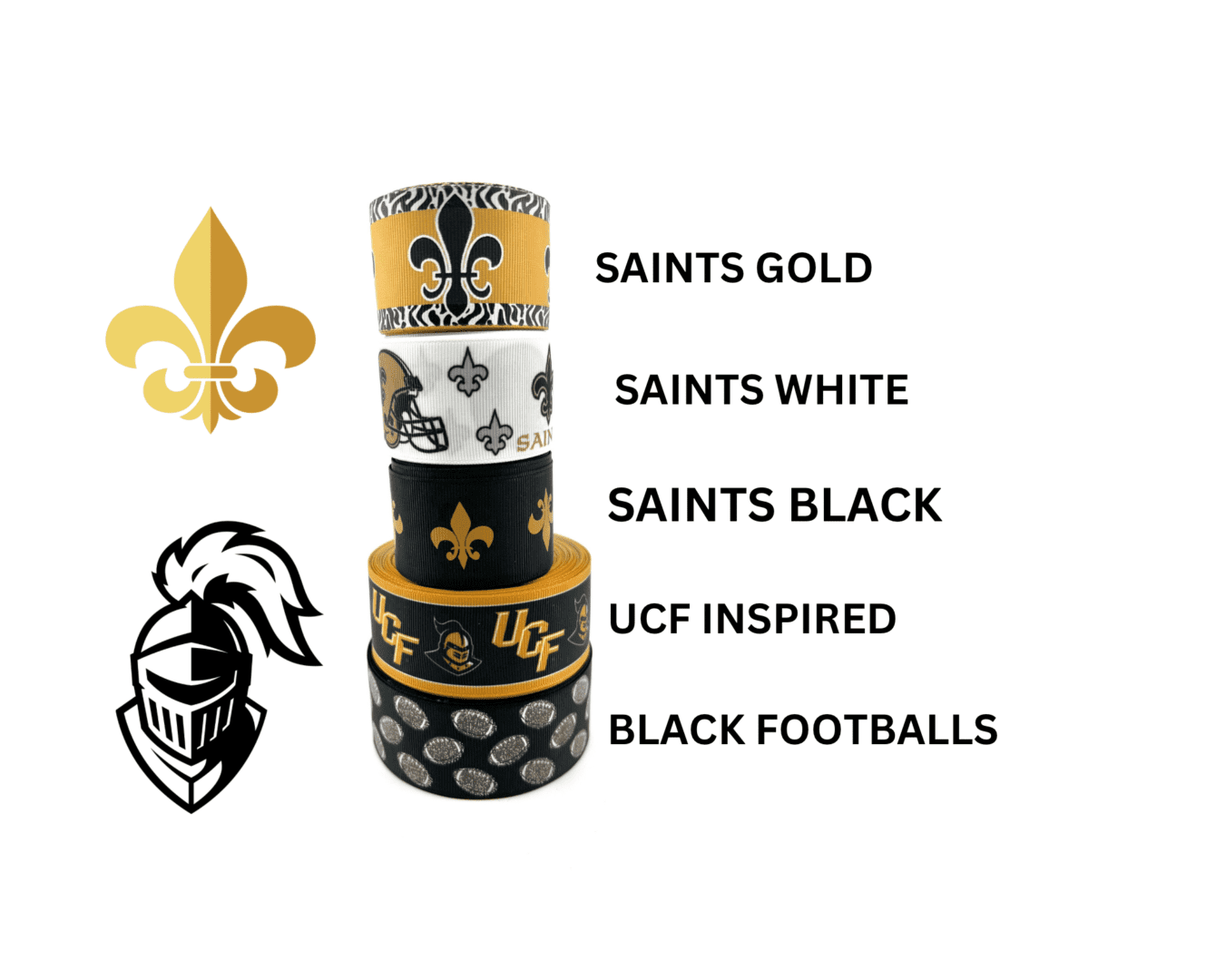The new orleans saints gold, black, white, and gold.