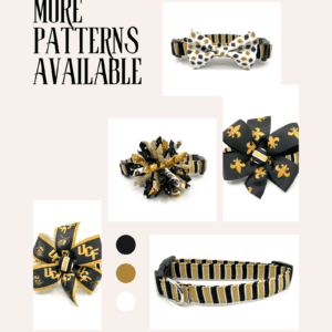A collection of different patterns for dog collars.