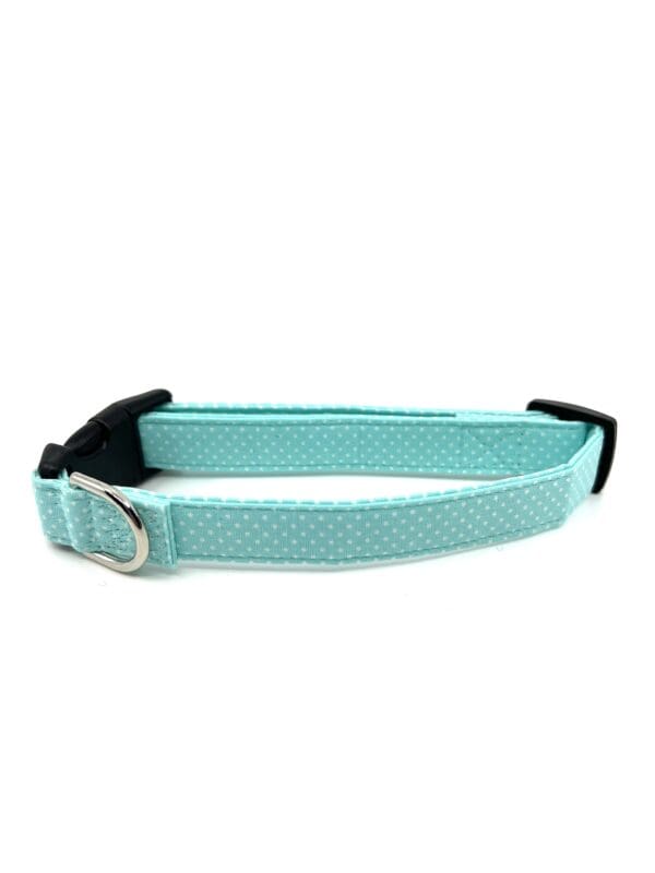 A light blue collar with black accents on it.