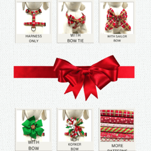 A set of christmas bows and bow ties for dogs.