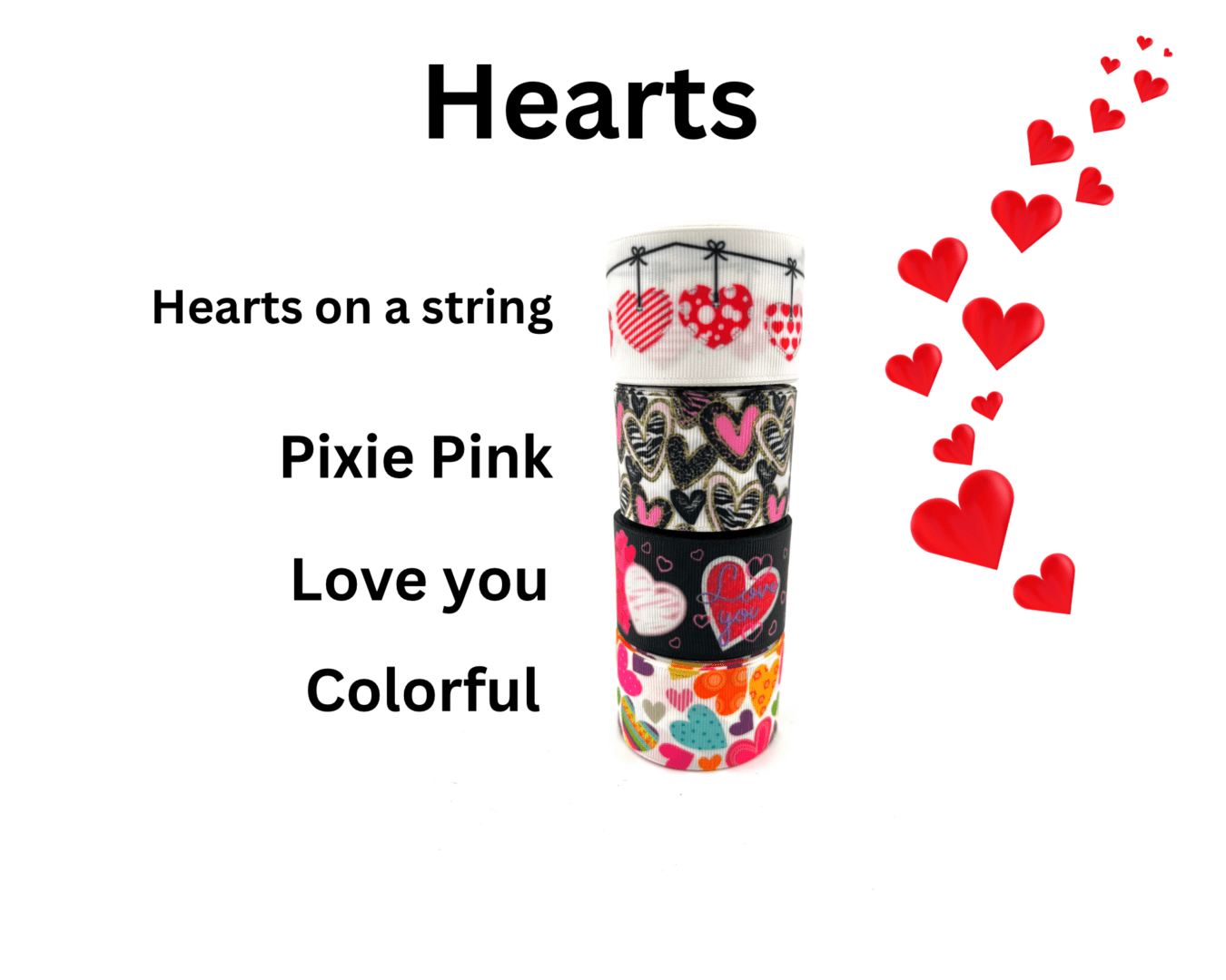 Hearts on a string pixie pink love you colorful.