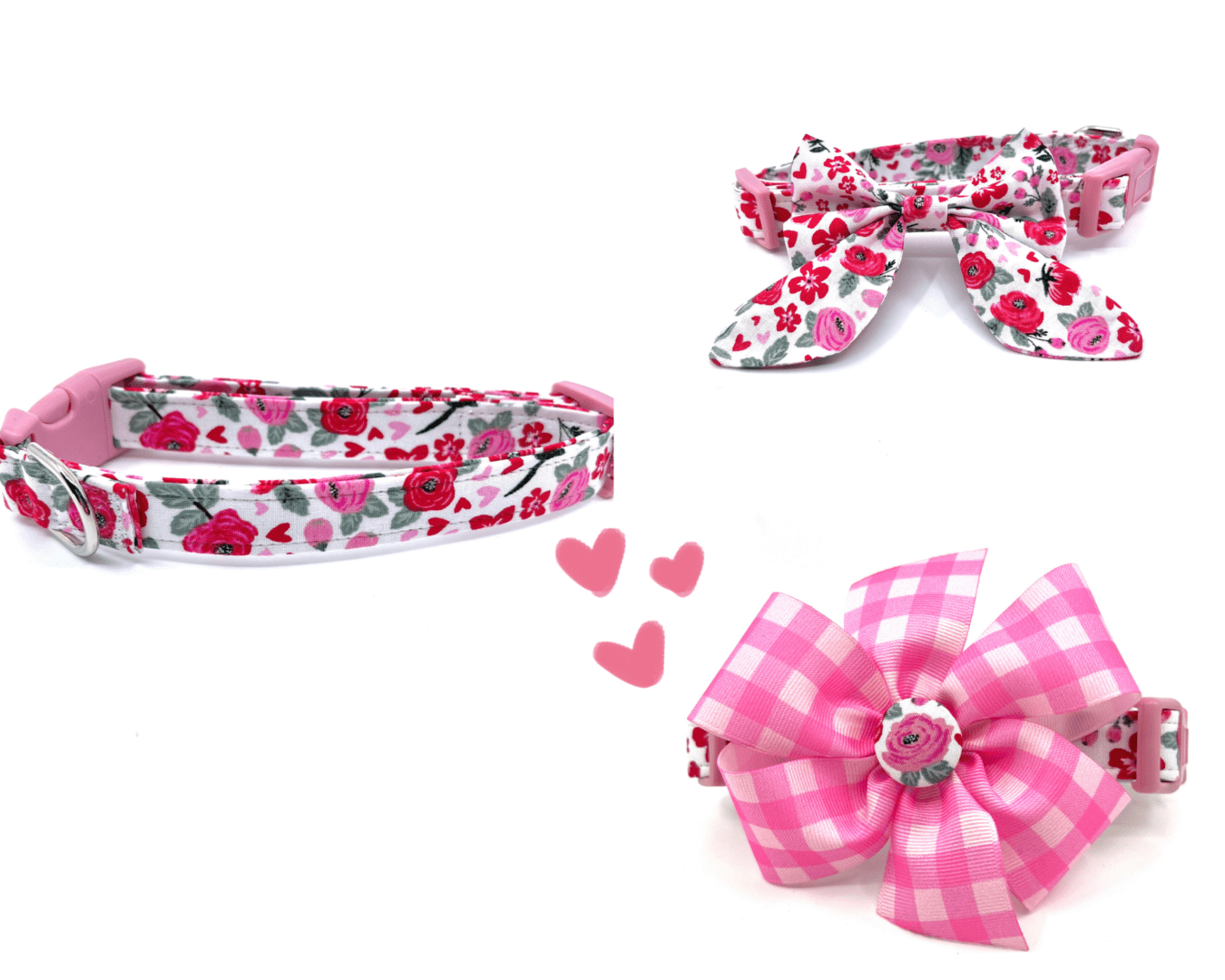 A dog collar with a bow and a bow tie.