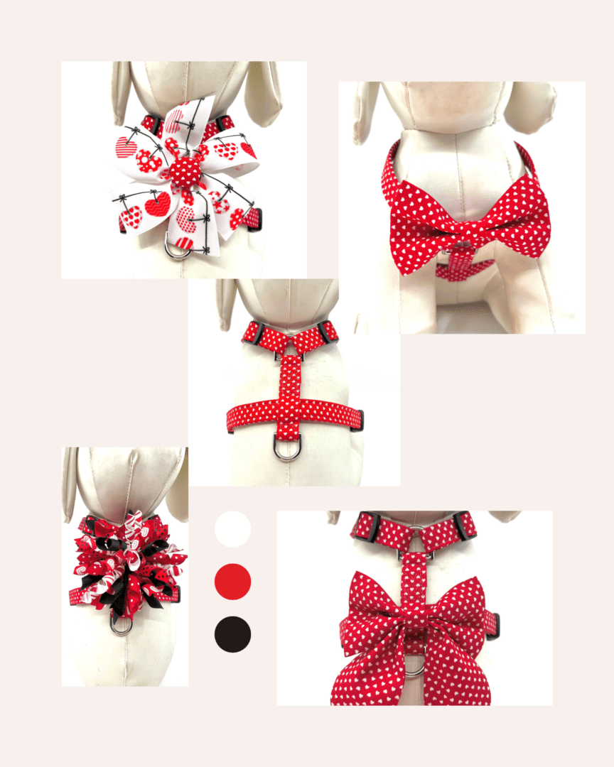 A collage of a dog harness.
