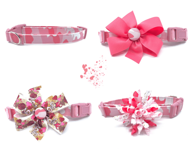 Pink Camo Dog Collar- Add on Removable Bow or Korker Bow