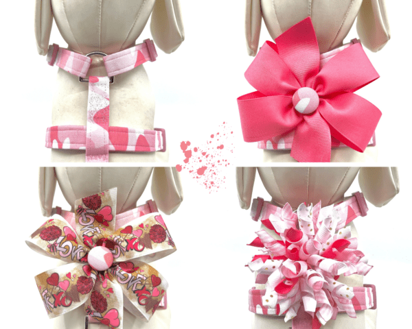 Pink Camo Dog Harness- Add on Removable Bow or Korker Bow