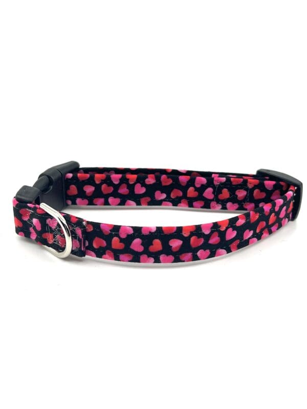 Valentine Black Pink Red Hearts Dog Collar- Add on Removable Bow- Bow Tie - Image 2