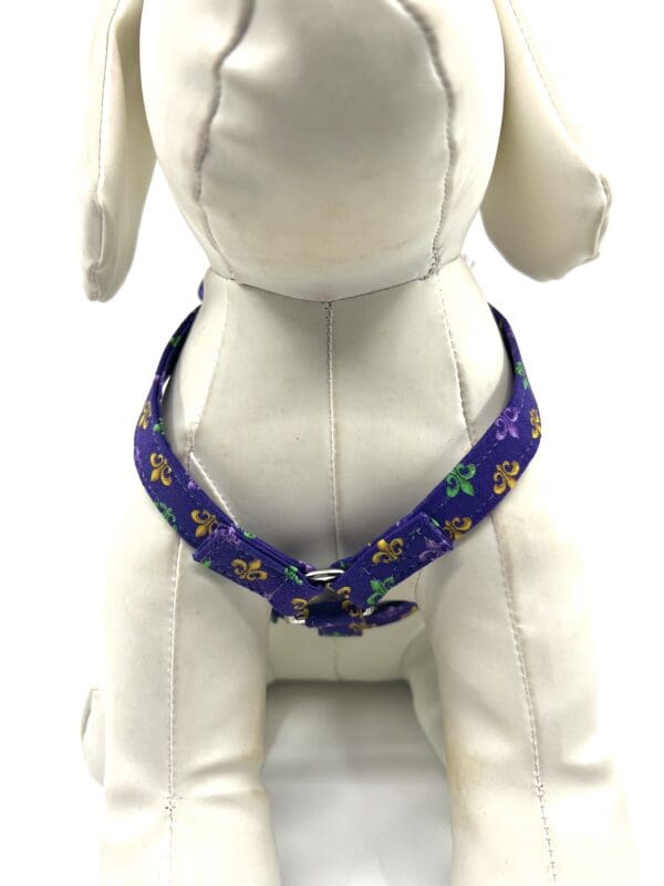 Mardi Gras Purple Gold Green Fleur de lis Dog Harness- Add on Removable Bow- Bow Tie- Korker Bow - Image 4