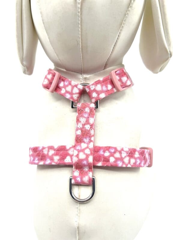 Valentine Pink Hologram Hearts Dog Harness- Add on Removable Bow or Korker Bow - Image 2