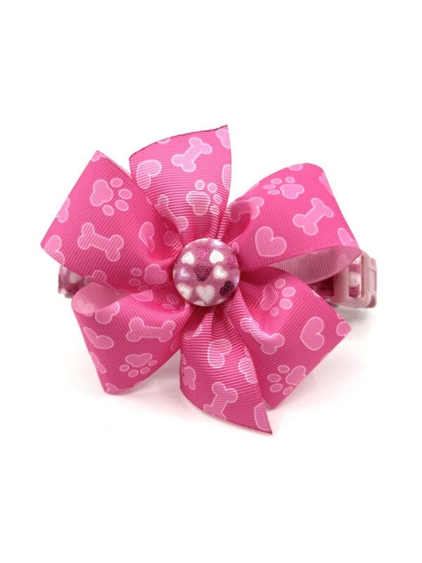 Valentine Pink Hologram Hearts Collar- Add on Removable Bow or Korker Bow - Image 3