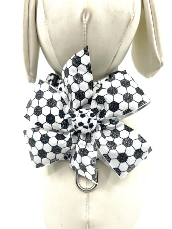 Soccer Balls Black and White Dog Harness- Add on Removable Bow- Bow Tie- Korker Bow - Image 3