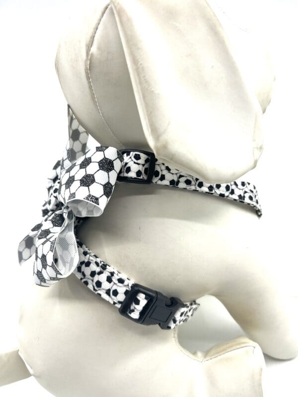 Soccer Balls Black and White Dog Harness- Add on Removable Bow- Bow Tie- Korker Bow - Image 4