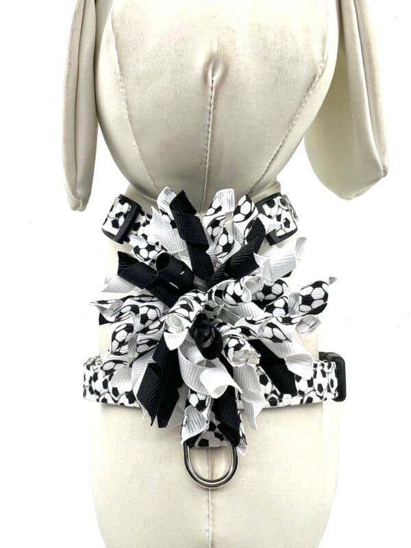 Soccer Balls Black and White Dog Harness- Add on Removable Bow- Bow Tie- Korker Bow - Image 6