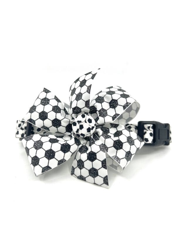 Soccer Balls Black and White Dog Collar- Add on Removable Bow- Bow Tie or Korker Bow - Image 5