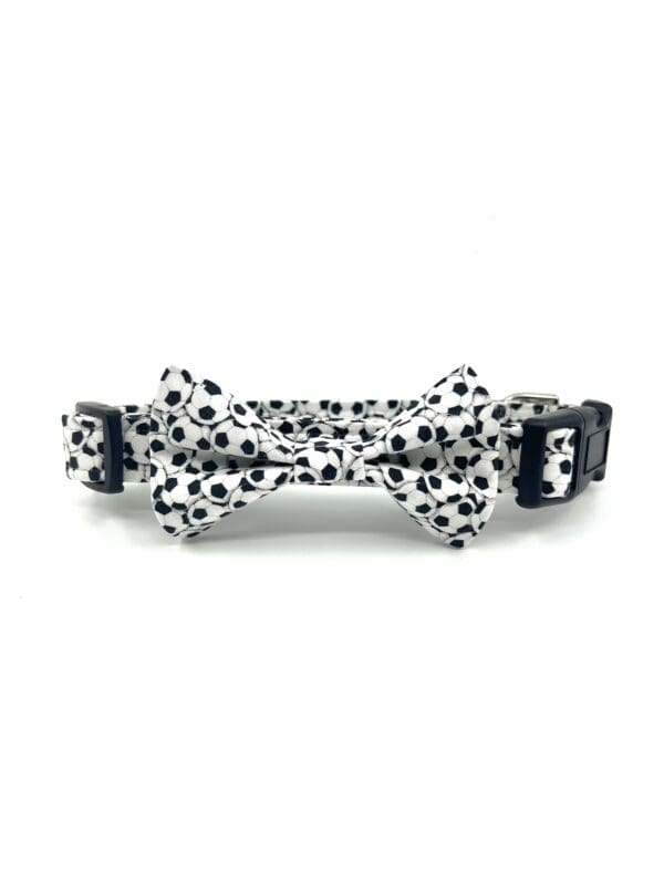 Soccer Balls Black and White Dog Collar- Add on Removable Bow- Bow Tie or Korker Bow - Image 4