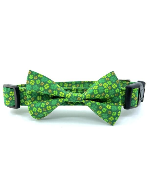 St. Patrick Clover Green Dog Collar- Add on Removable Bow- Bow Tie - Image 4