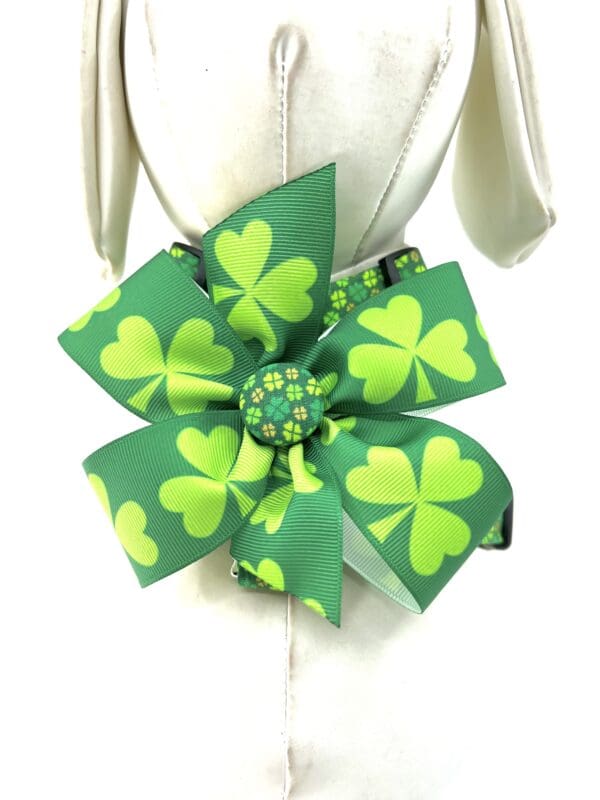 St. Patrick Clover Green Dog Harness- Add on Removable Bow- Bow Tie - Image 3