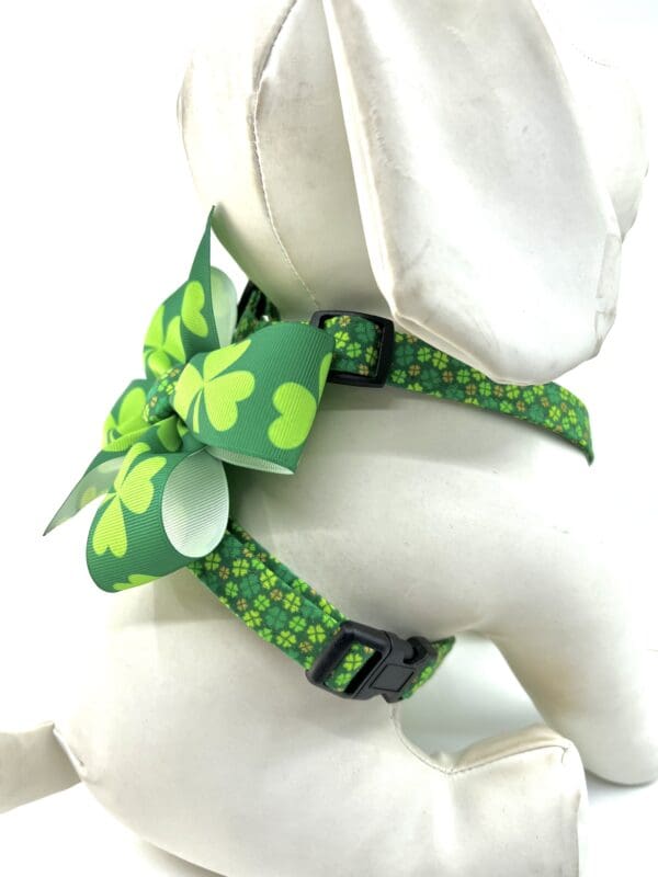 St. Patrick Clover Green Dog Harness- Add on Removable Bow- Bow Tie - Image 4