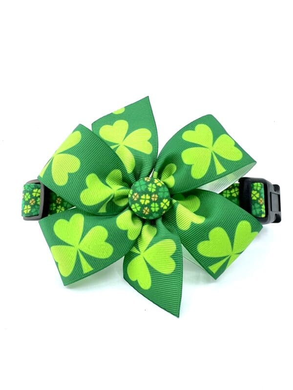 St. Patrick Clover Green Dog Collar- Add on Removable Bow- Bow Tie - Image 3