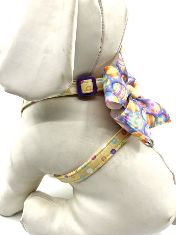 Easter Polka Dot Yellow Pink Purple Orange Harness- Add on a Removable Easter Egg Bow - Image 5