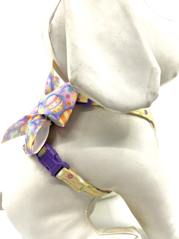 Easter Polka Dot Yellow Pink Purple Orange Harness- Add on a Removable Easter Egg Bow - Image 4