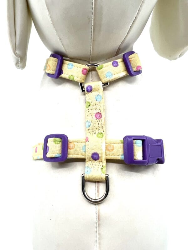 Easter Polka Dot Yellow Pink Purple Orange Harness- Add on a Removable Easter Egg Bow - Image 2