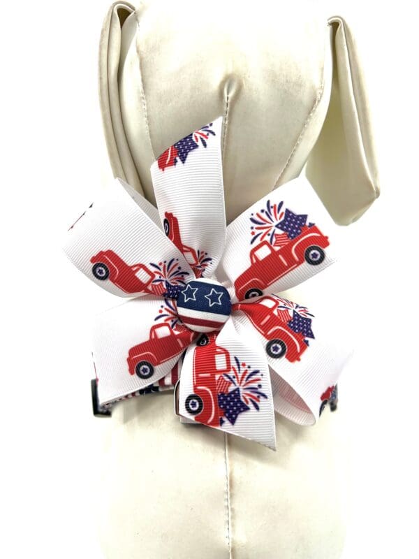 Patriotic Navy Stars and Stripes 4th of July Dog Harness- Add on Red Truck Removable Bow- Bow Tie- Korker Bow - Image 5