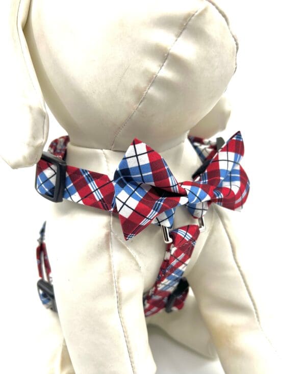 Patriotic Red White Blue Plaid 4th of July Dog Harness- Add on Removable Bow- Bow Tie- Korker Bow - Image 7