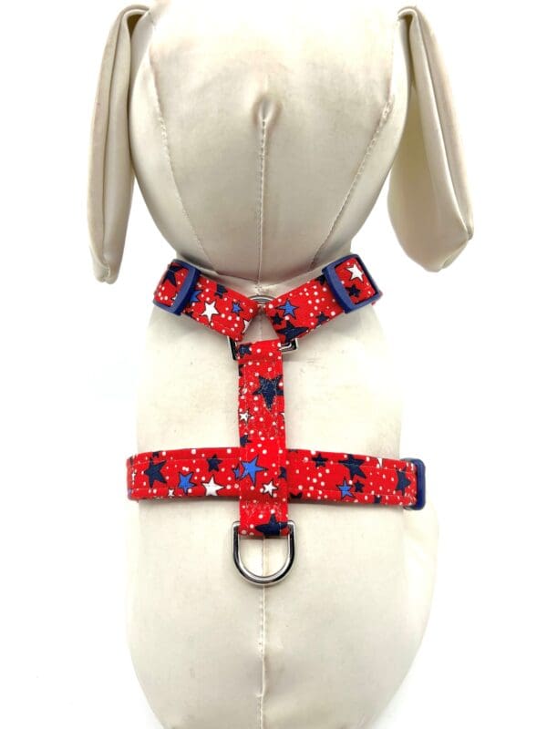 Patriotic White Blue Navy Stars 4th of July Dog Harness- Add on USA or Flag Removable Bow- Bow Tie- Korker Bow - Image 2