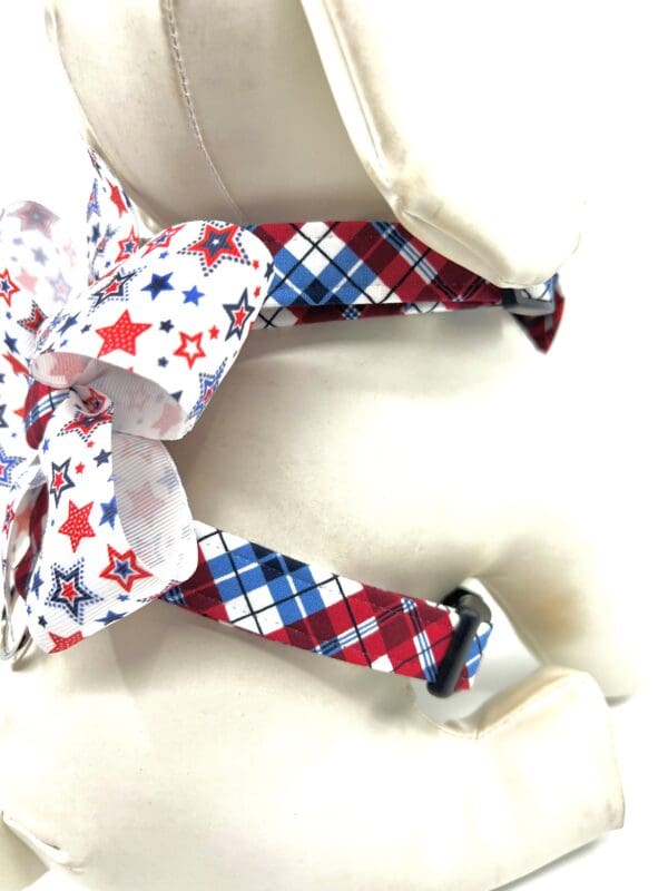 Patriotic Red White Blue Plaid 4th of July Dog Harness- Add on Removable Bow- Bow Tie- Korker Bow - Image 6