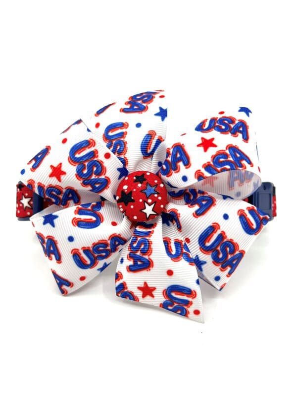 Patriotic White Blue Navy Stars 4th of July Dog Collar- Add on USA or Flag Removable Bow- Bow Tie or Korker Bow - Image 4