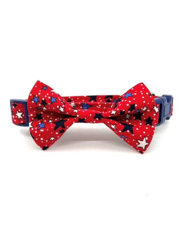 Patriotic White Blue Navy Stars 4th of July Dog Collar- Add on USA or Flag Removable Bow- Bow Tie or Korker Bow - Image 5