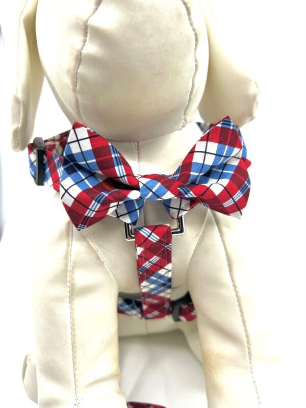 Patriotic Red White Blue Plaid 4th of July Dog Harness- Add on Removable Bow- Bow Tie- Korker Bow - Image 4
