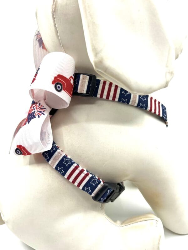 Patriotic Navy Stars and Stripes 4th of July Dog Harness- Add on Red Truck Removable Bow- Bow Tie- Korker Bow - Image 6