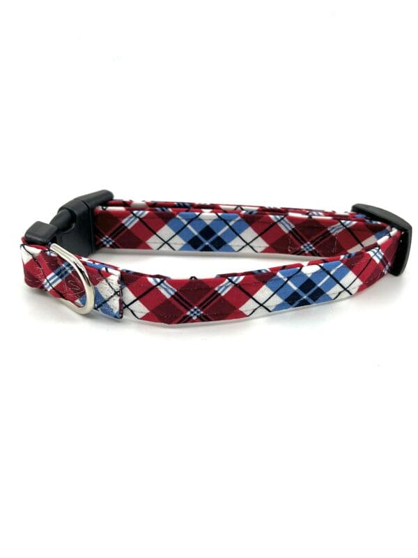 Patriotic Red White Blue Plaid 4th of July Dog Collar- Add on Removable Bow- Bow Tie or Korker Bow - Image 2