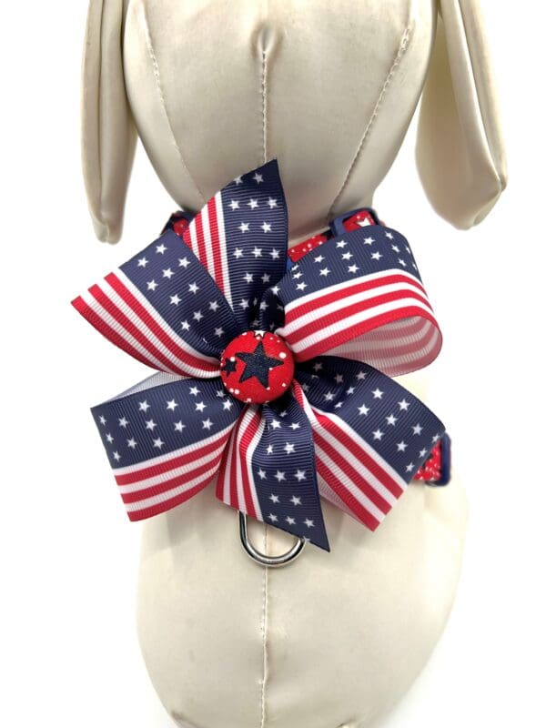 Patriotic White Blue Navy Stars 4th of July Dog Harness- Add on USA or Flag Removable Bow- Bow Tie- Korker Bow - Image 3
