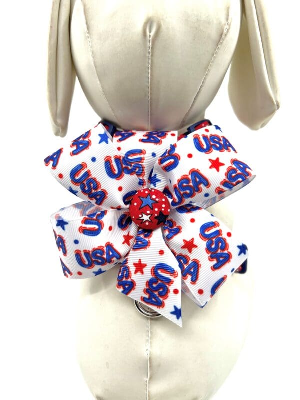 Patriotic White Blue Navy Stars 4th of July Dog Harness- Add on USA or Flag Removable Bow- Bow Tie- Korker Bow - Image 5